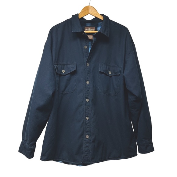 Levi's Mens Shirt Jacket, Dark Blue Canvas/Denim with plaid fleece lining, XL
